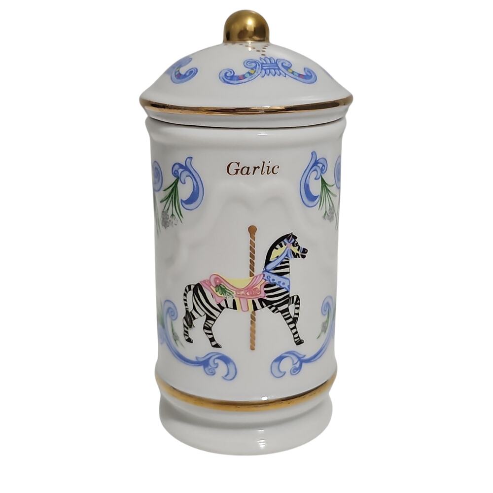 Lenox The Spice Carousel Garlic Zebra 1993 Fine Porcelain Spice Jar